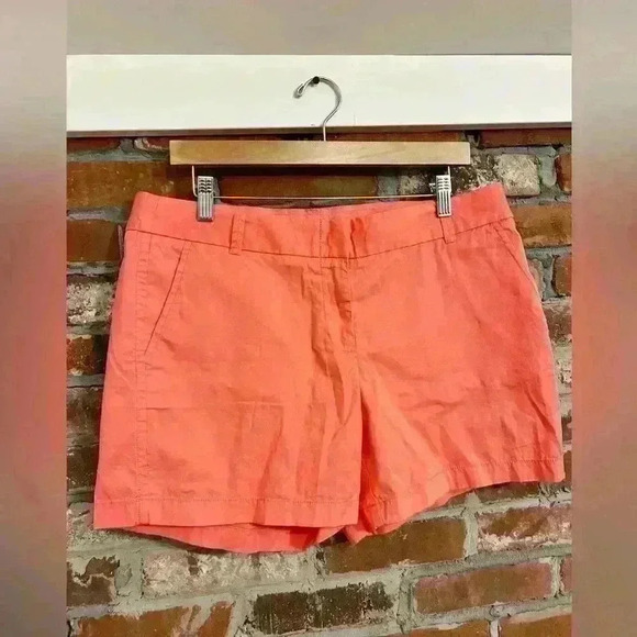 J Crew 100% Cotton Neon Orange Chino Shorts Size 12 - Picture 2 of 8